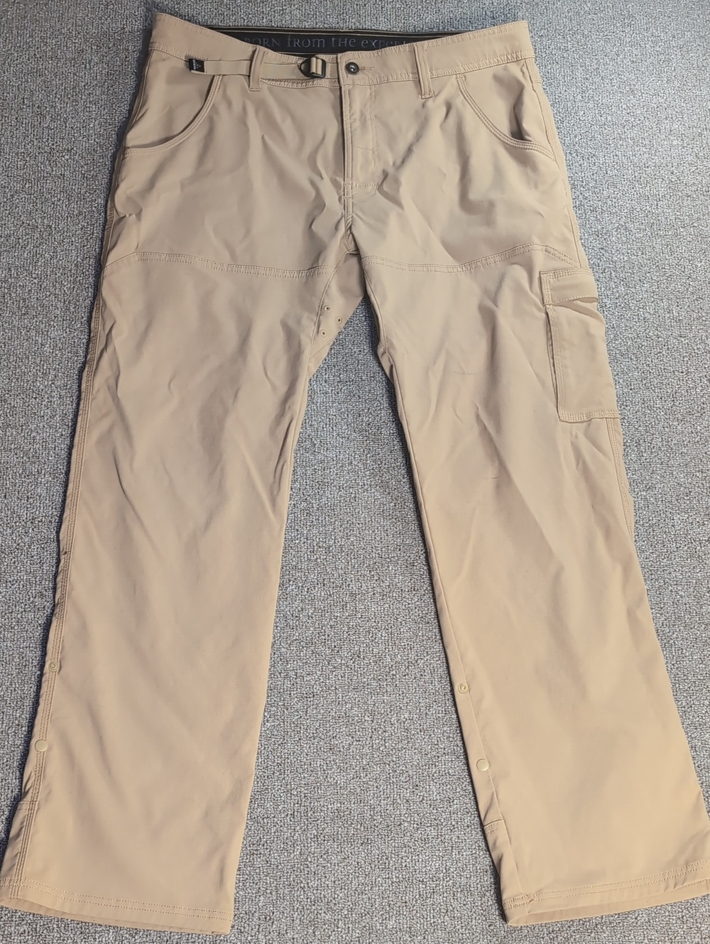 Prana Zion Hiking Pants Sz 36x32 Khaki Tan - Roll Up Leg Hiking Outdoor Gorpcore